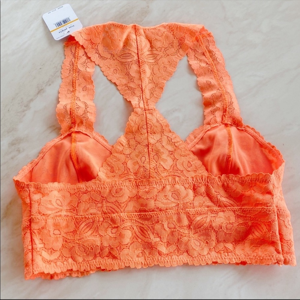 Free People Galloon Lace Bralette Neon Orange XS - Picture 6 of 7